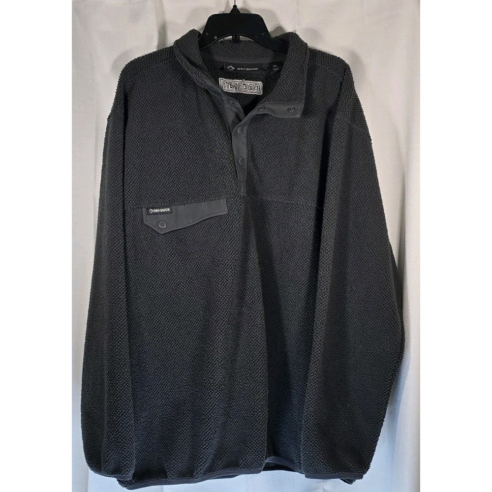 Dri Duck Mens 2XL Charcoal Gray Textured Fleece Snap Pullover Sweatshirt Cochran